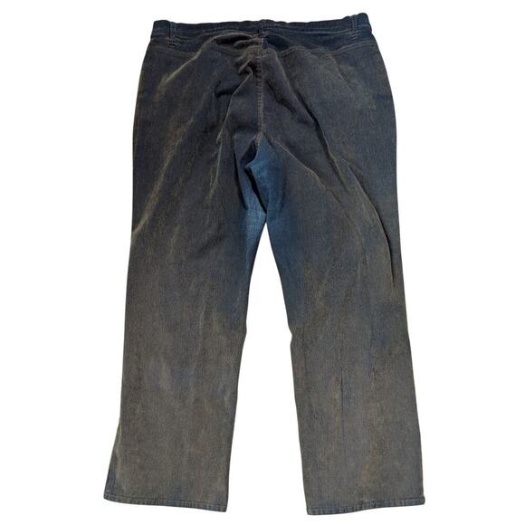 VTG Flare Jeans Plu Size 20 Dirty Suede Look 90s Y2K Boot Cut Flocked Denim - Picture 2 of 10